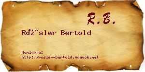 Rösler Bertold névjegykártya